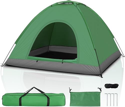 Miniatura 11 de Outvita Tienda de campaña tipo cúpula para 1-4 personas, impermeable, resistente al viento, fácil instalación, espaciosas tiendas familiares con