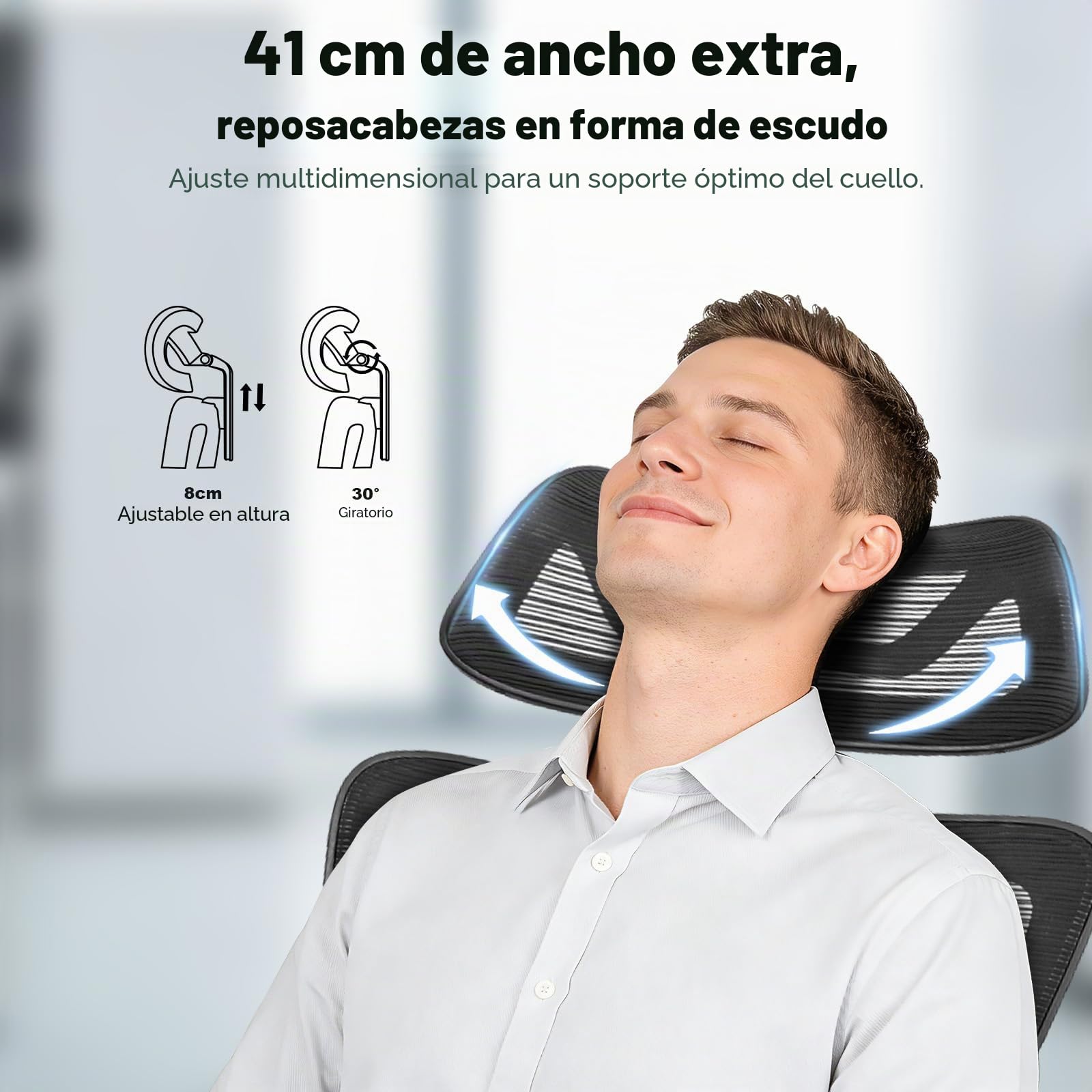 MELOKEA Silla de Oficina ergonómica 150kg con Soporte Lumbar Ajustable | Silla de escritorio para teletrabajo con asiento de muelles, reposabrazos 3D y EN1335