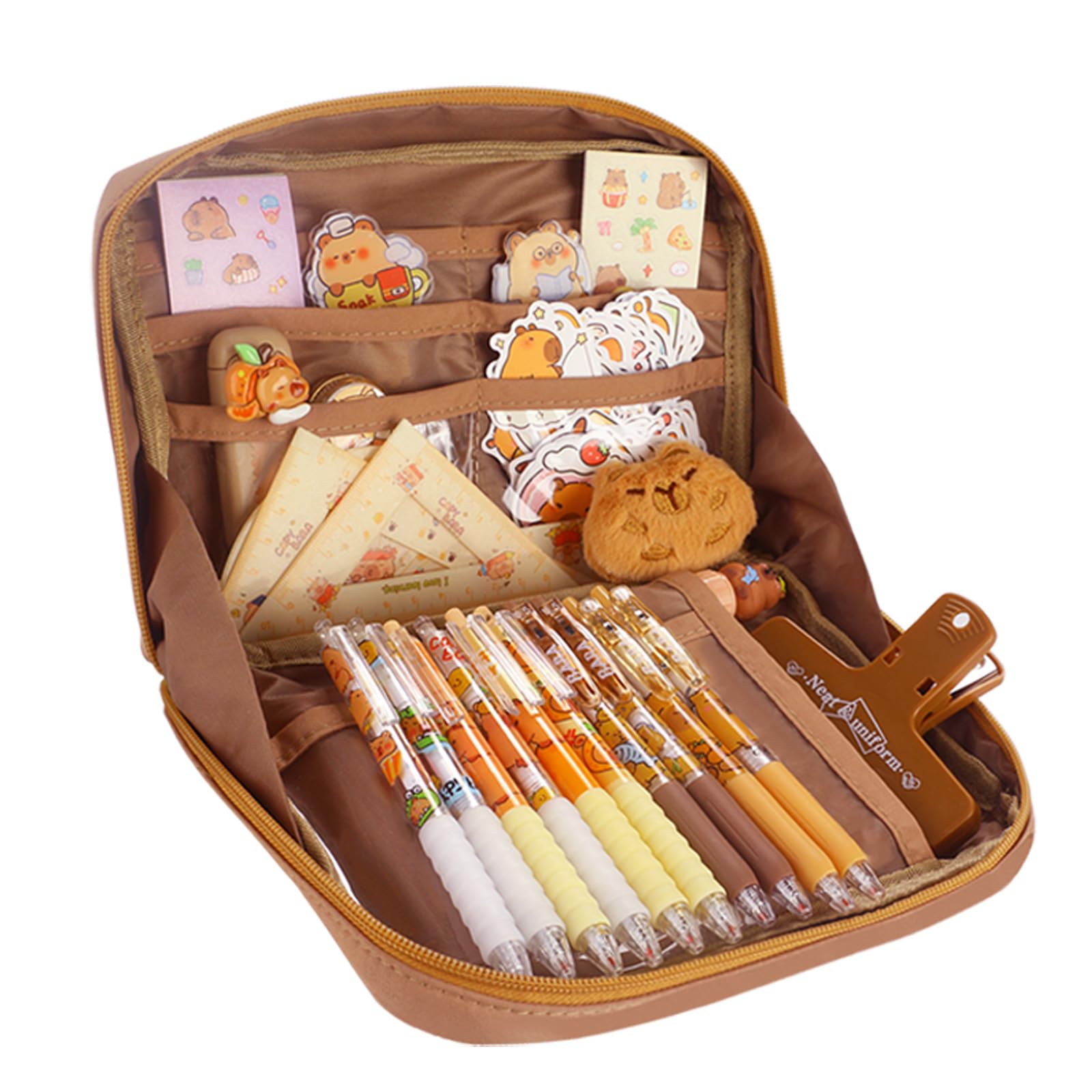 102 Pack Capybara Stationery Set - Large Capacity Capybara Pencil Case With Eraser, Ruler, Clips, Ballpoint Pens And Other Tools, Cute Capybara Kids Gifts,Suitable For Office School Boys And Girls