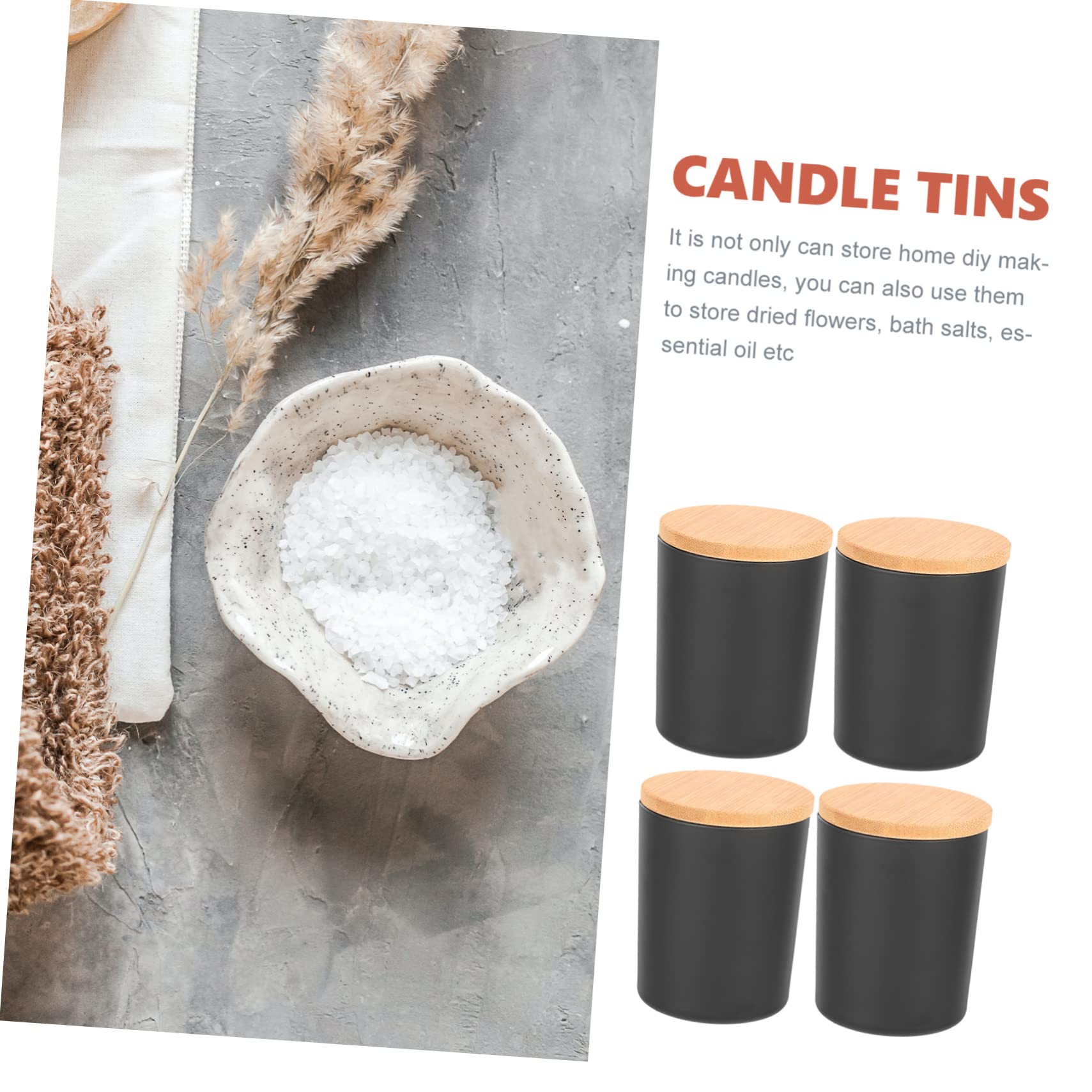 Artibetter 4sets Barattoli Con Coperchi in Bambù Per Candele Profumate Barattoli Per Fabbricazione Candele Adatti Per Spezie Da Cucina e Piccoli Oggetti