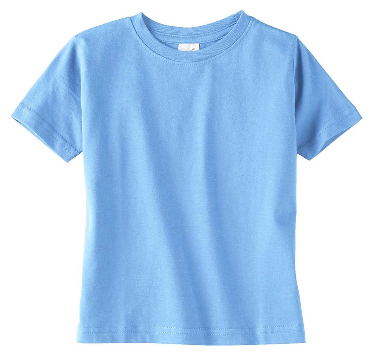 Rabbit Skins Toddler Fine Jersey Ribbed Collar T-Shirt, Light Blue, 4T