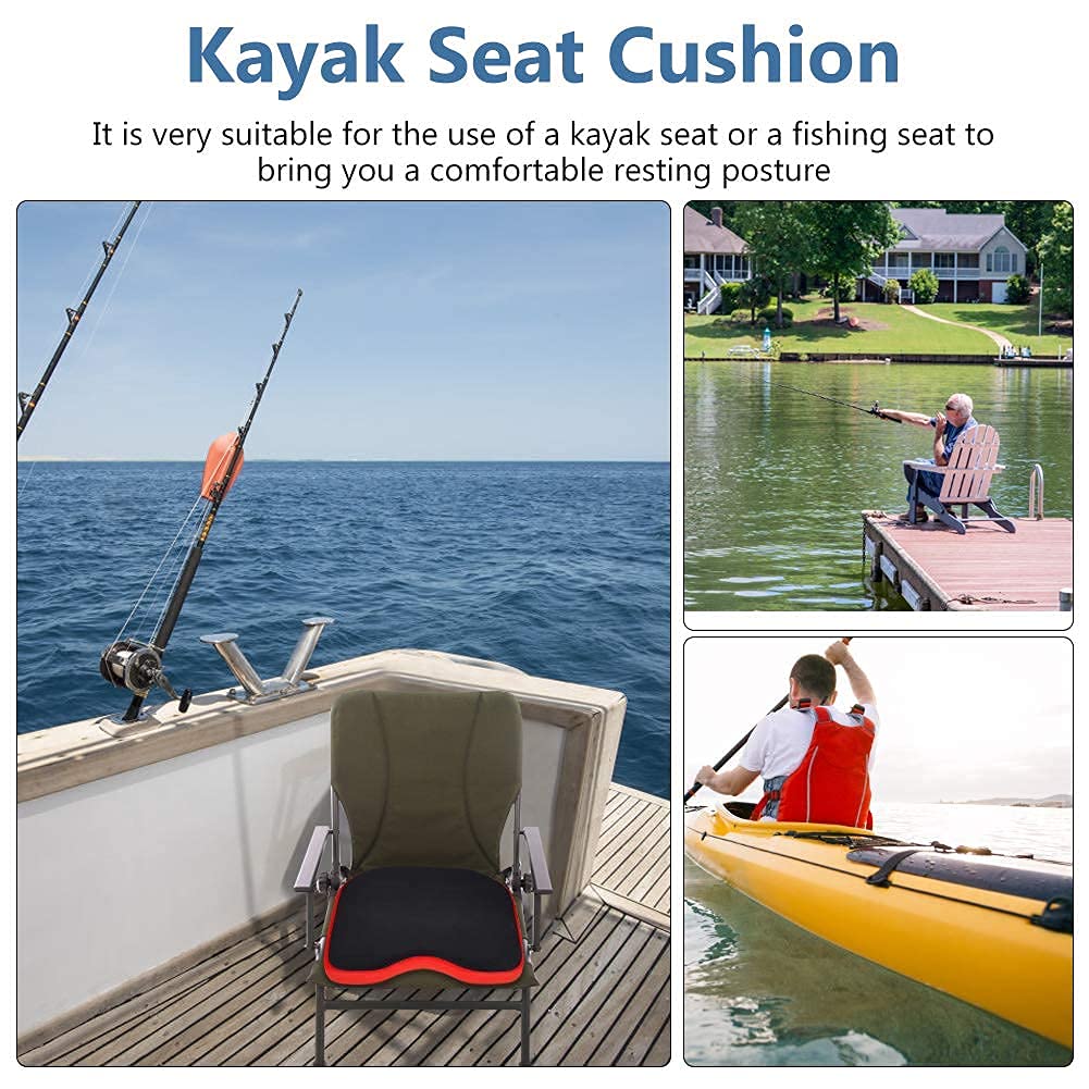 Greensen Kayak Seat Cushion, Thicken Soft Kayak Canoe Fishing Boat Sit Seat, Tailbone Pain Relief, for Outdoor Watersports and Recreation Fishing Camping Padded Cushion Pad,Black
