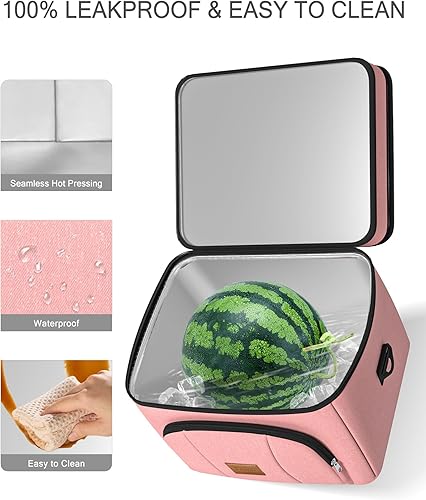 Miniatura 4 de Rnivvi Lonchera para mujer, bolsa térmica térmica de doble piso, bolsa de almuerzo reutilizable, a prueba de fugas, contenedor de almuerzo con