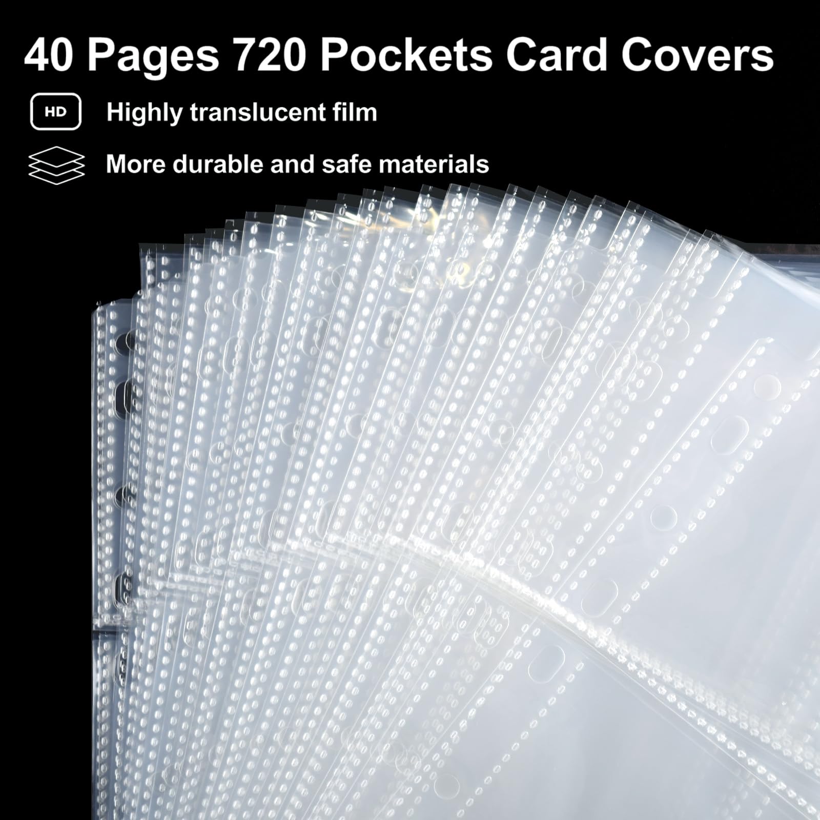 PESLNG Buste per Carte Collezionabili - 80 Pagine, 1440 Tasche (Trasparente)