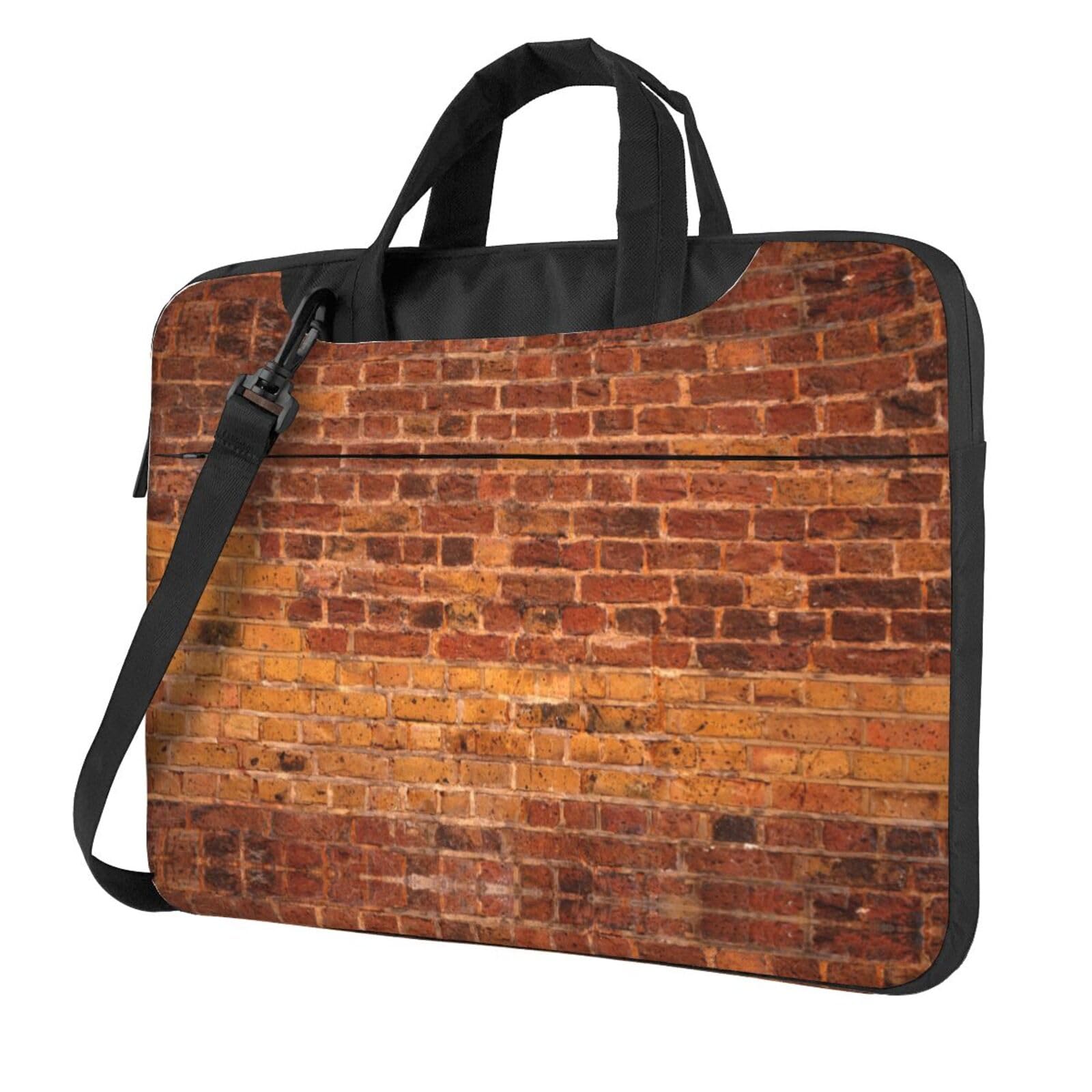 Maletín delgado con impresión de fondo de pared de ladrillo industrial, bolsa de hombro protectora para laptop, multitamaño, negro, 14 pulgadas