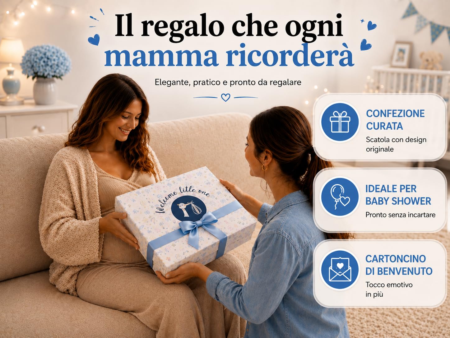 Regalo Neonato Maschio Femmina - Regalo Nascita Bimba Bimbo - Set Cofanetto Cesto Kit Nascita 10 Pezzi - Neonata Unisex Marchio Spagnolo