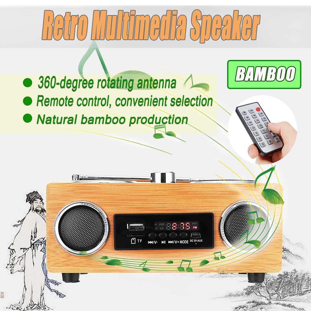 C- Retro Vintage Radio Super Bass FM Radio Bambus Multimedia Lautsprecher  Klassischer Empfnger USB Mit MP3 Player Fernbedienung fr Zuhause, Bro,  Reisen : Amazon.de: Elektronik & Foto