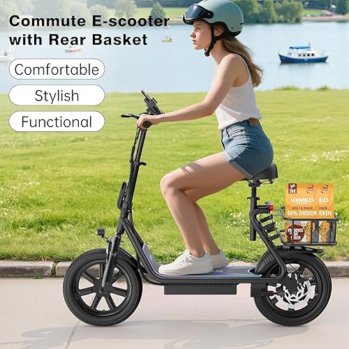 Vista 17 de VOLPAM Electric Scooter, 350W/500W Powerful Motor, 8.5"/10" Solid Tires, 19/22Mph, 28/23/21/16 Miles Max Range, Dual Braking