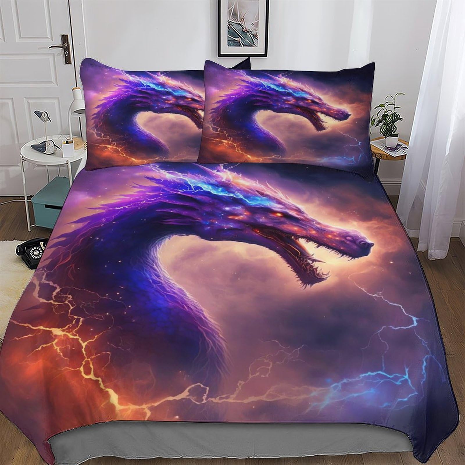 Parure de Lit Dragon pour Chambre Garçons et Filles 220x240cm