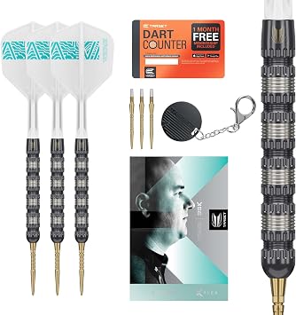 Target Darts Rob Cross 95K Steel Tip Swiss Point Darts, 95% Tungsten Darts with K-Flex Flights, 21G/22G/23G/25G | Voltage Darts, Player Edition Swiss Points K Flex Dart Set, Swiss Point Tool Included