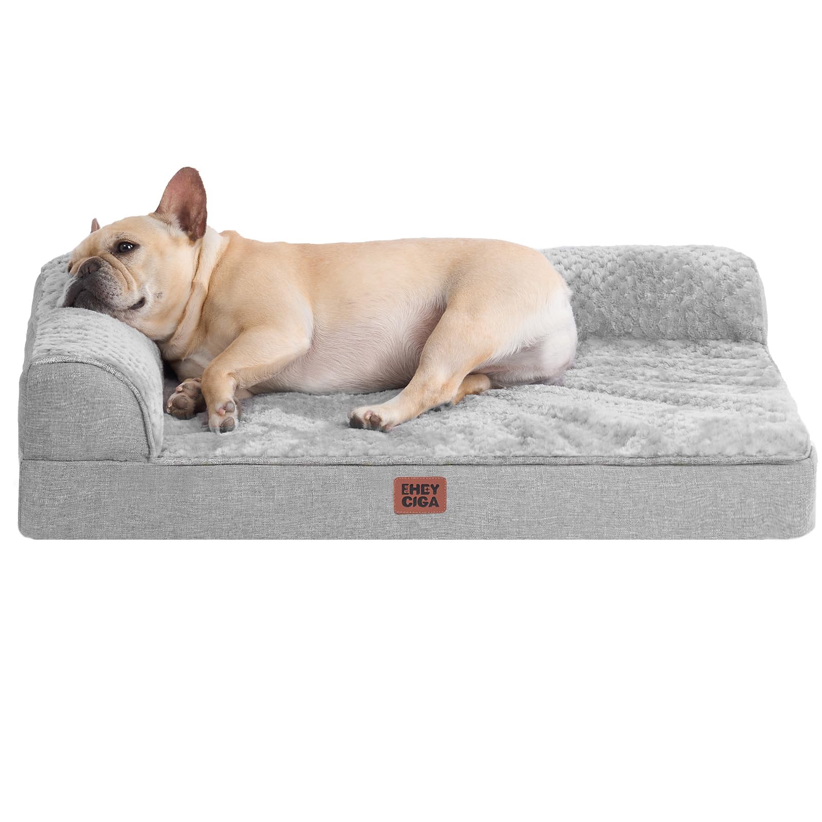 EHEYCIGA Orthopedic Dog Bed Medium Size Dogs, Memory Foam Dog Bed with Washable Removable Cover, Waterproof Pet Sofa Couch for Crate with Nonskid Bottom, 30x20x6, Grey