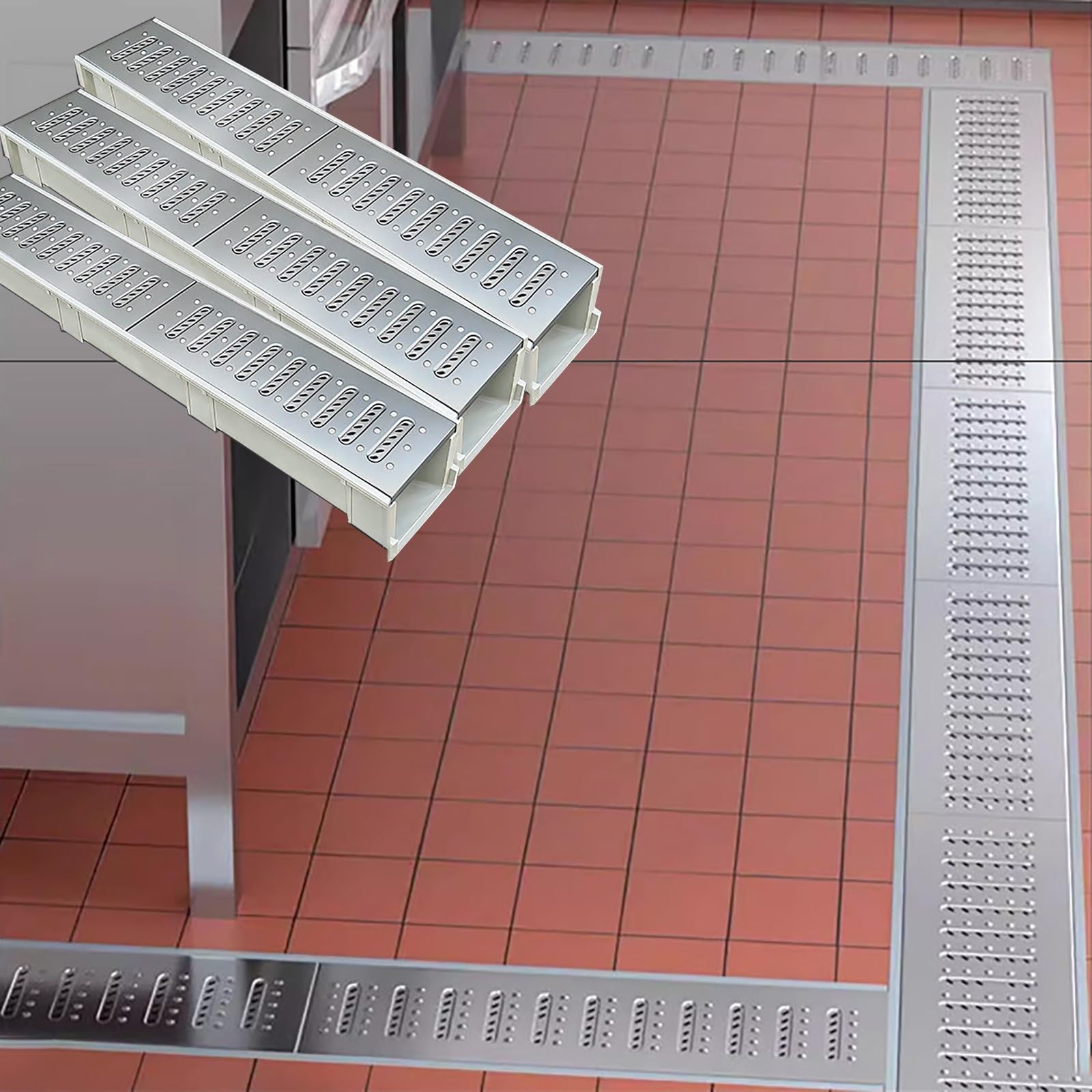 Antypoślizgowy zestaw wykopów odpływowych kuchennych, wzmocniona żywica, system odpływowy pod pokładem, do kanalizacji basenowej/prysznicowej, 9 sztuk, 30 cm, roztwór do głębokiego