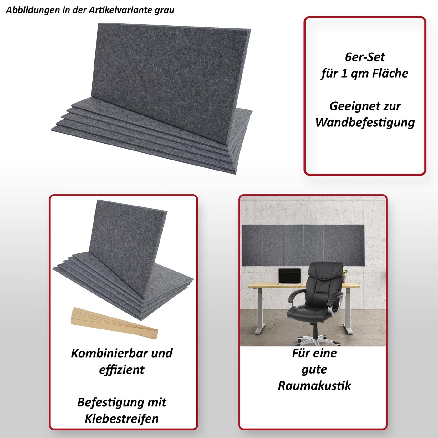 Mendler Zestaw 6 paneli ściennych akustycznych HWC-L52, panele ścienne, płyty akustyczne, izolacja 1 m², powierzchnia 60 x 30 cm, kolor liliowy