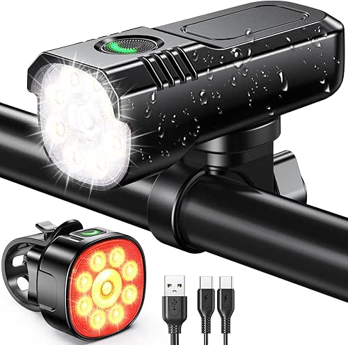 1000 Lumens Super Bright Bike Lights for Night Riding, 8+7