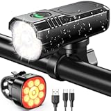 1000 Lumens Supper Bright Bike Lights for Night Riding Powesport Accessory Light, 8+7 Modes Sturdy Aluminum Alloy Bicycle Lights, IP65 Waterproof & Rechargeable Bike Headlight and Taillight Set