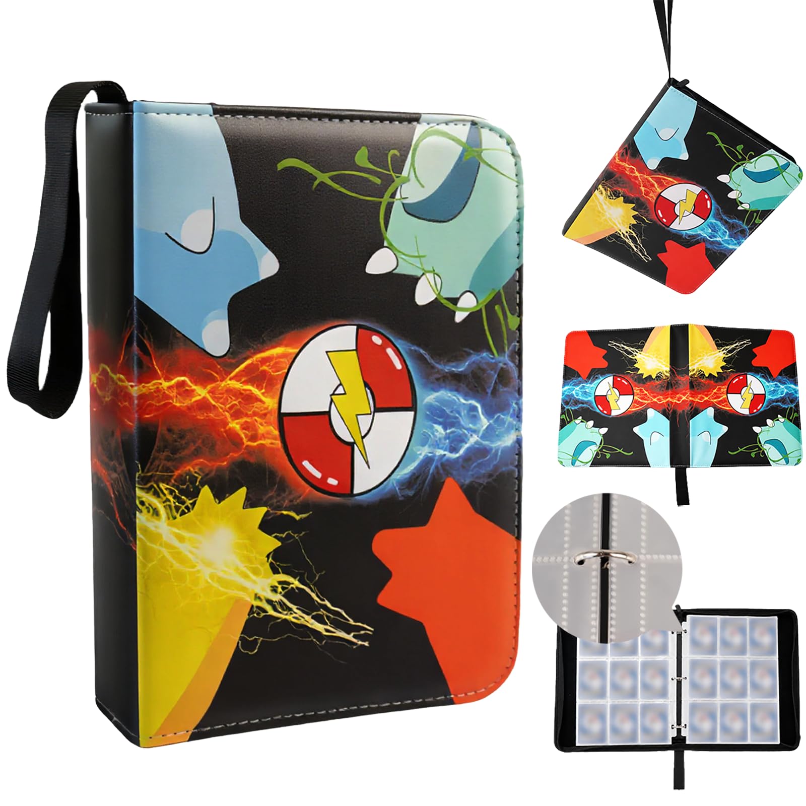 9 Pocket Card Binder with 50 Removable Sleeves, Holds 900 Cards