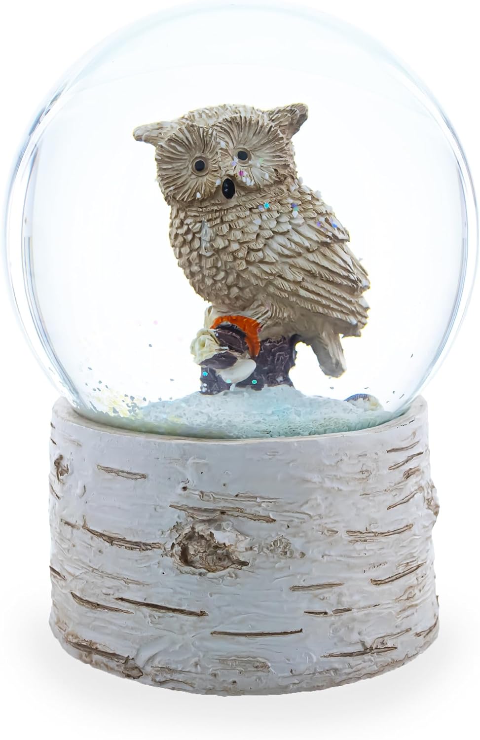 Owl Perched on Tree Branch Musical Water Snow Globe