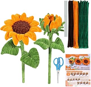 UzecPk 190PCS Pipe Cleaner Sunflower Kit for Crafts, Pipe Cleaners for Crafts, Pipe Cleaner Flowers Crafts, Pipe Cleaners ...