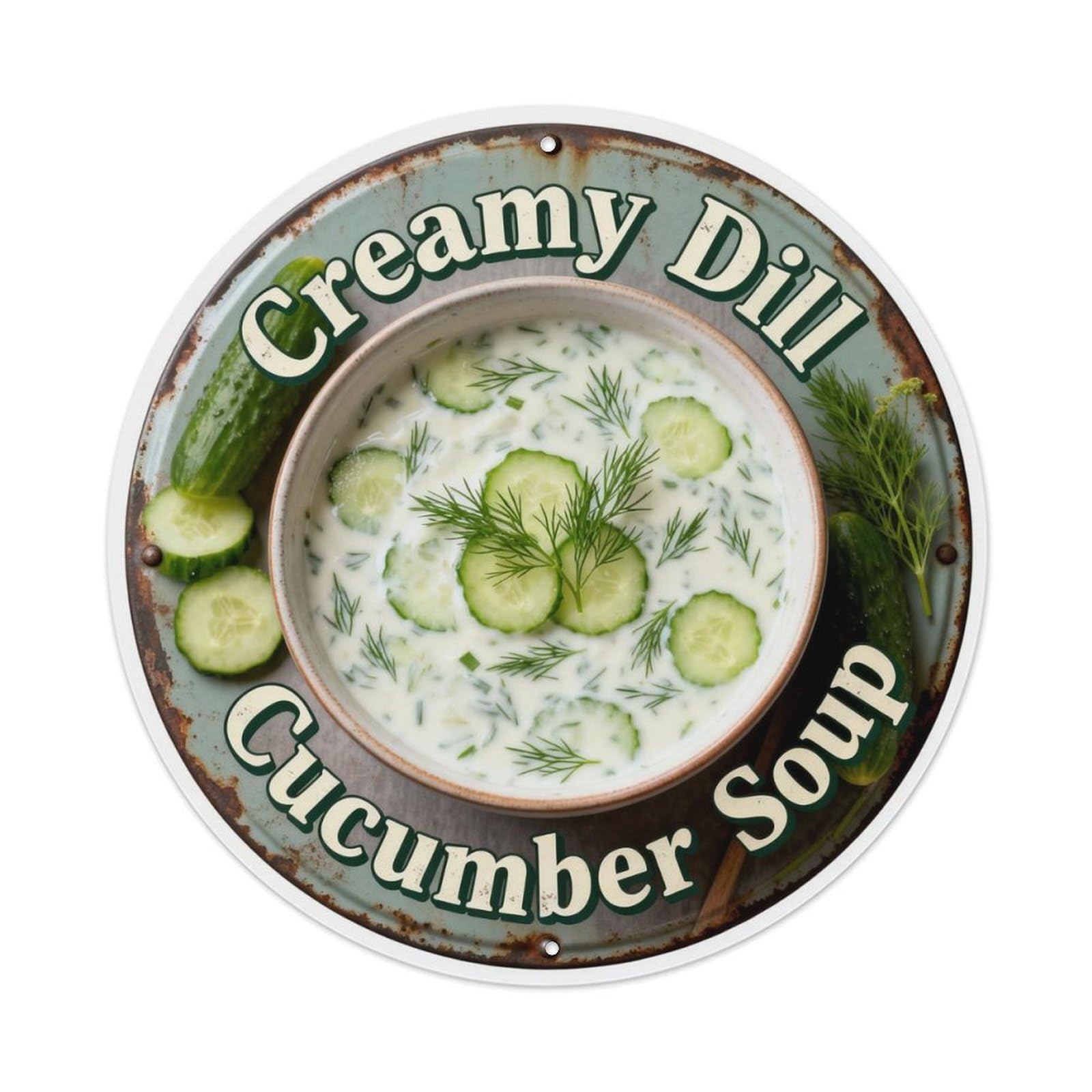 Creamy Dill Cucumber Soup - Metal Tin Sign Plaque