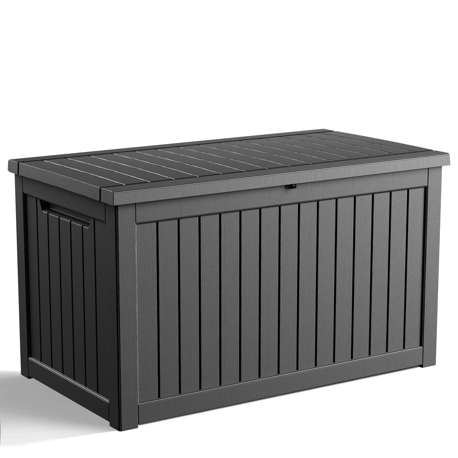 ROJIK Outdoor Storage Housing Deck Box - Waterproof Patio Furniture, Garden Tools, Cushions, Pool Accessories Storage Bench with Lockable Lid and Side Handles (Black 238 Gal)