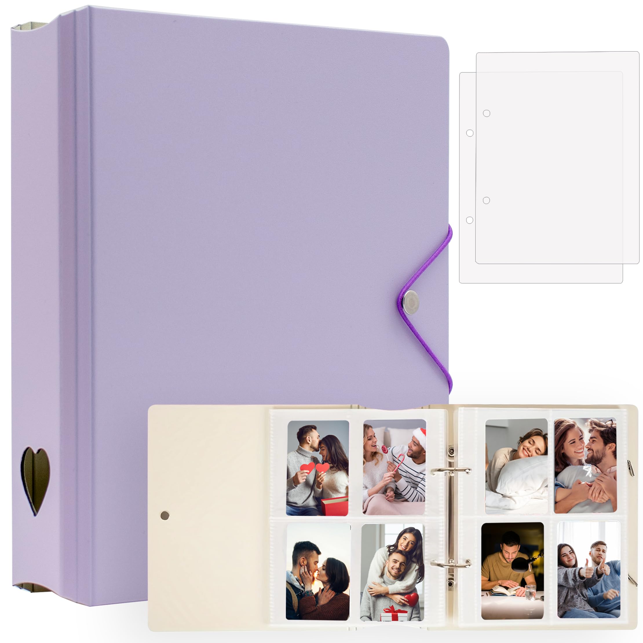 200 Taschen Fotoalbum für Fujifilm Instax Mini 11 12 9 8+ 8 7+ LiPlay Film, Fotokarten Binder für Polaroid SnapTouch PIC-300 Z2300 Fotodrucker, 2x3 Fotobuch für Kpop Card (Lila)