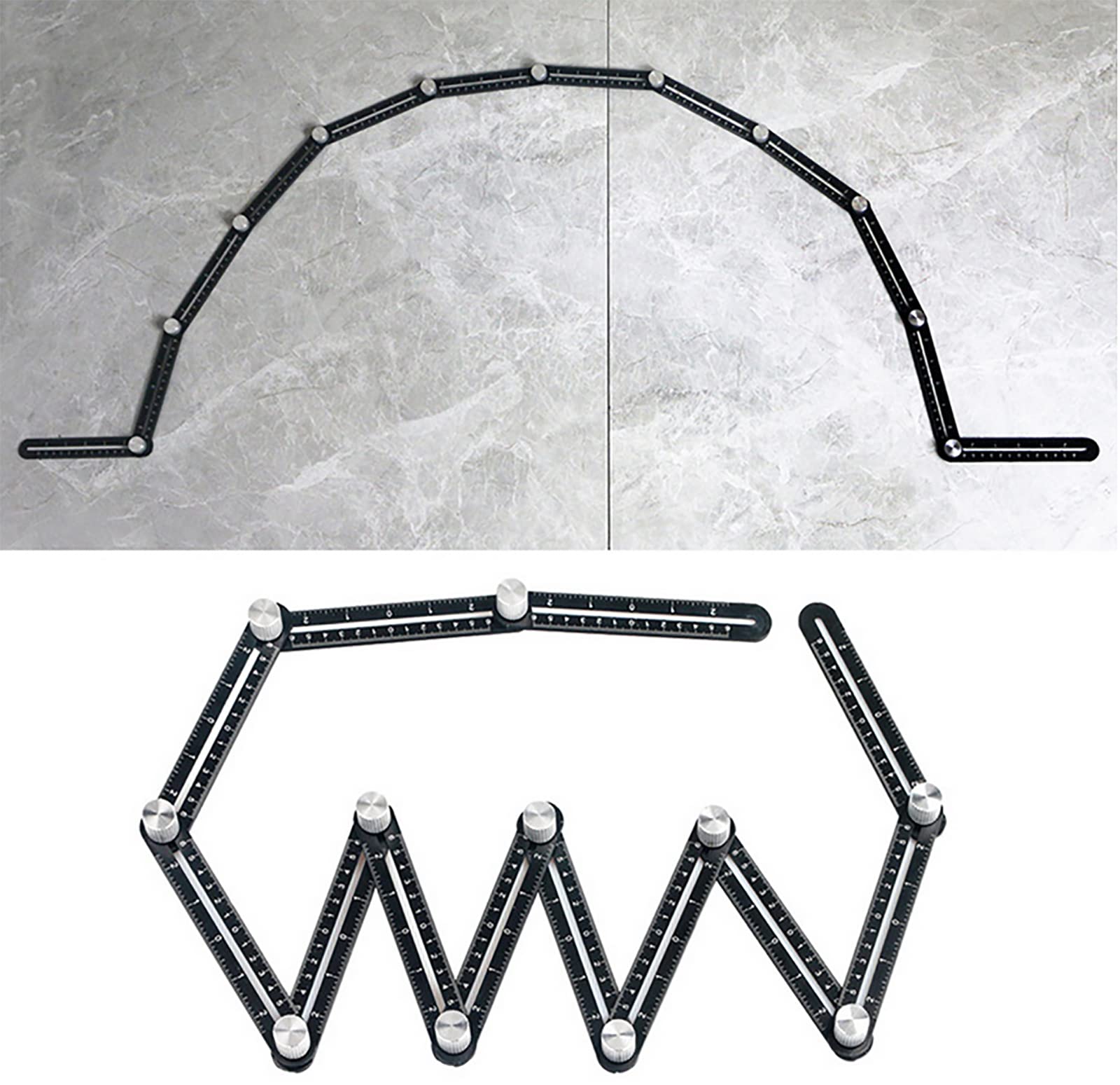 Gift2u Multi Angle Measuring Ruler Universal Multi Angle Measuring 12 Section Ceramic Tile Opening Locator Aluminum Alloy Multi Angle Ruler