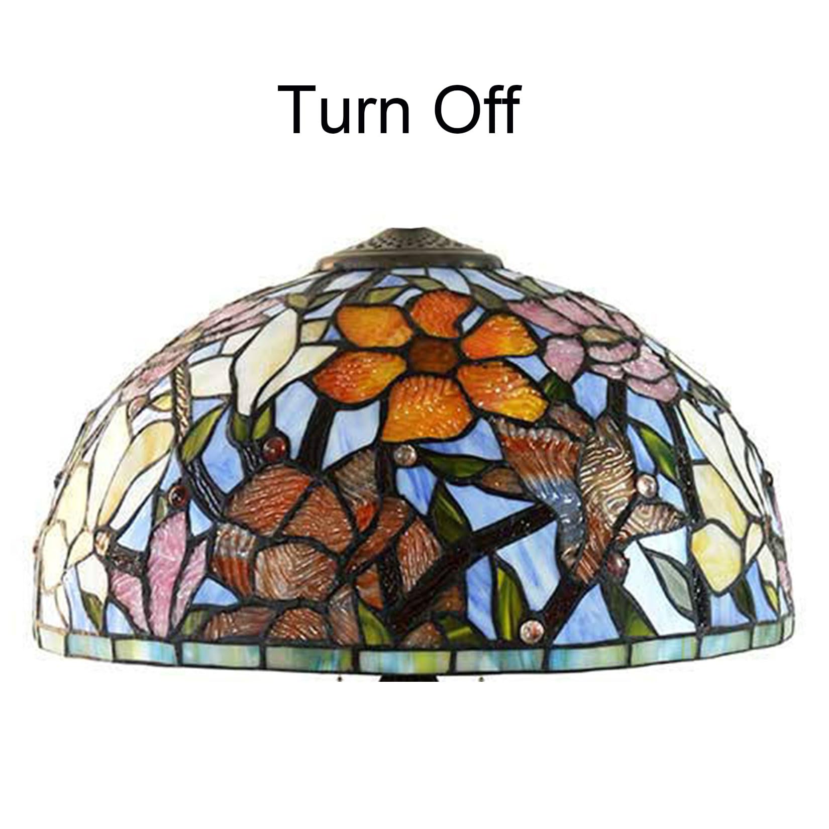 Klosz do lampy Tiffany, zamiennik, ręcznie robiony, witrażowy, pomarańczowy, różowy, w kształcie kwiatu magnolii, szerokość 16 cali, wysokość 9 cali, sielski klosz do lampy st，