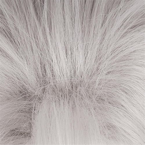 Miniatura 5 de Mystylecos Anime Uzui Tengen - Peluca de cosplay para Demon Slayer Kimetsu no Yaiba - Pelucas largas de cosplay color blanco plateado