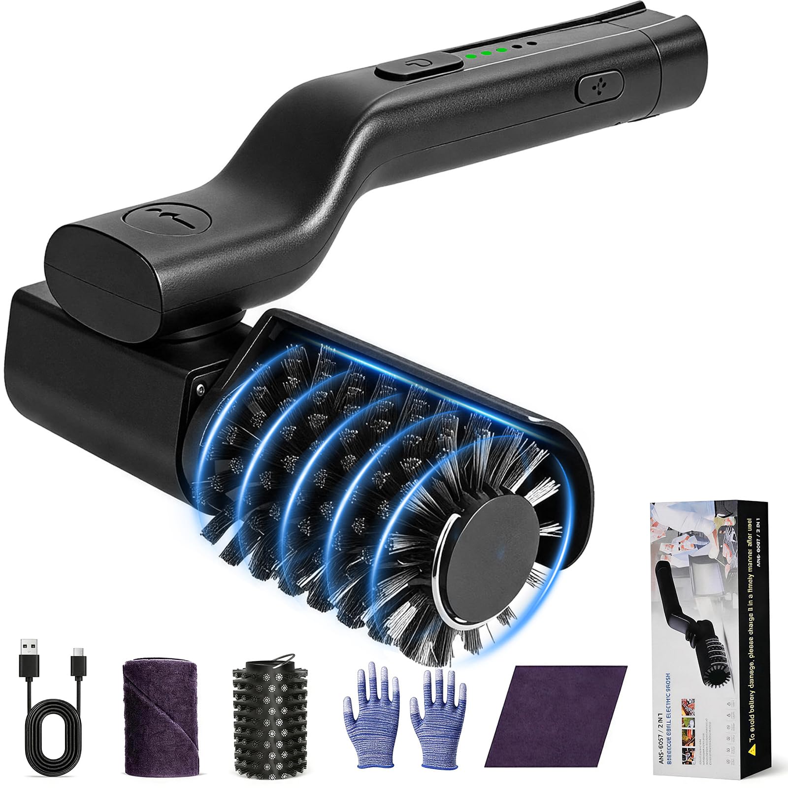 Electric BBQ Grill Brush with Rotating Power Scrubber, Rechargeable