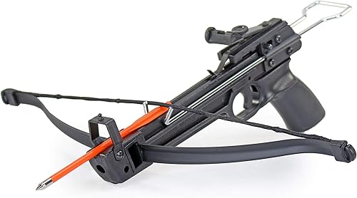 Pistola de ballesta autoadhesiva de 50 libras de disparo rápido, vistas ajustables, pernos de flecha y función de seguridad