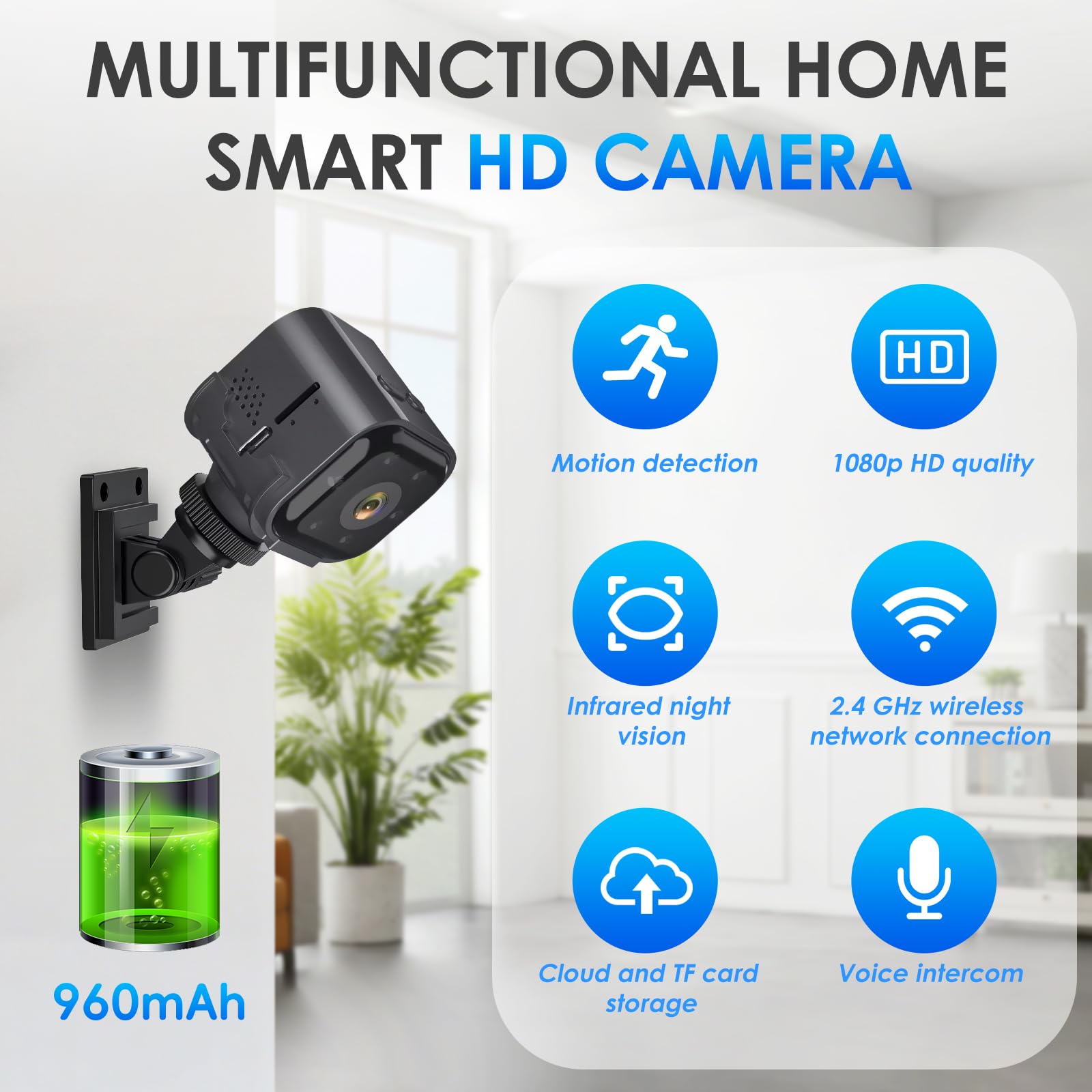 Mini Caméra de Surveillance Interieur, Mini Camera Espion sans Fil