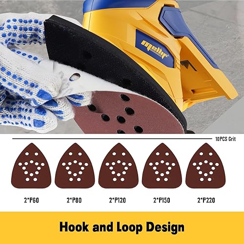 Miniatura 4 de Mellif Lijadora de detalle inalámbrica compatible con batería Dewalt 20V MAX (solo herramienta), lijadora de esquina sin escobillas con velocidad de