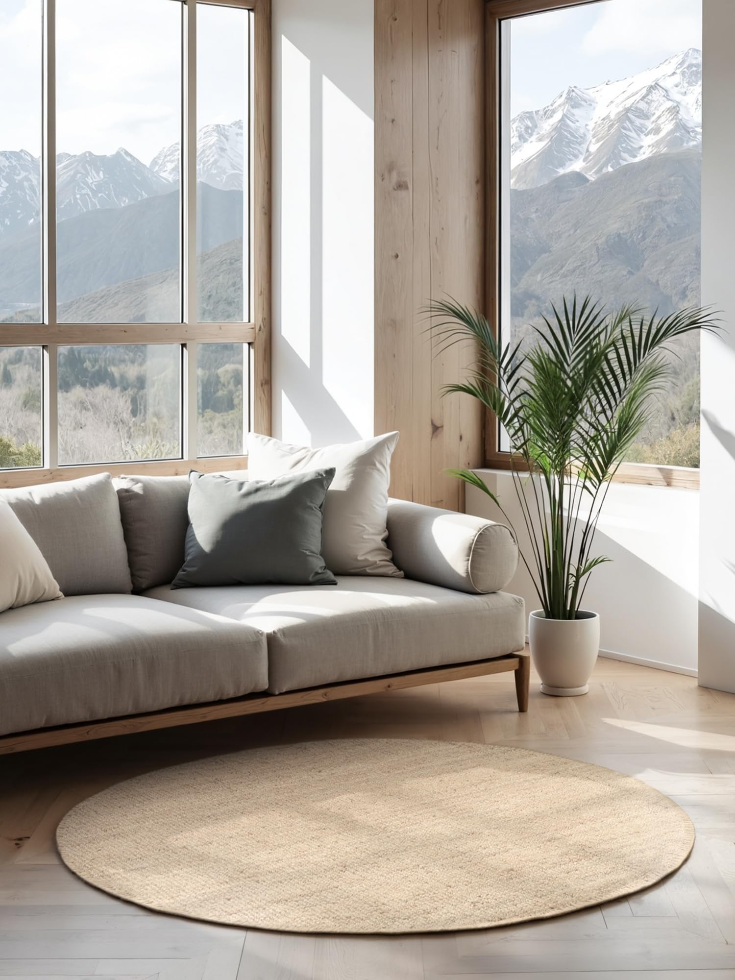 Hanse Home Jute Teppich Rund – Natur Wohnzimmerteppich aus 100% Jute - Handgewebt & Natürlich – Boho Naturfaser Juteteppich für Wohnzimmer