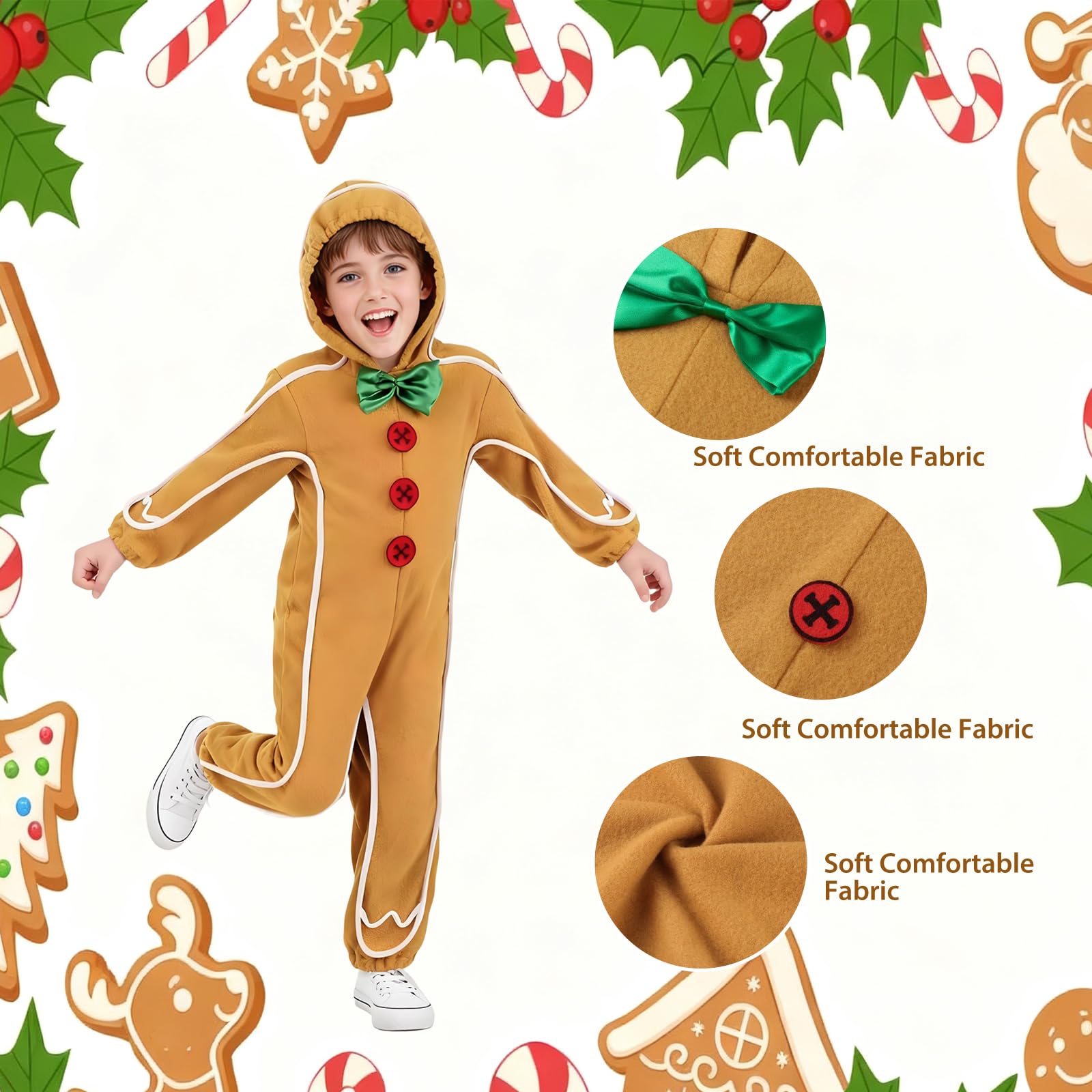 Mprocen Pagliaccetto natalizio con uomo di pan di zenzero giallo, tuta gialla adatto per feste di Natale in costume
