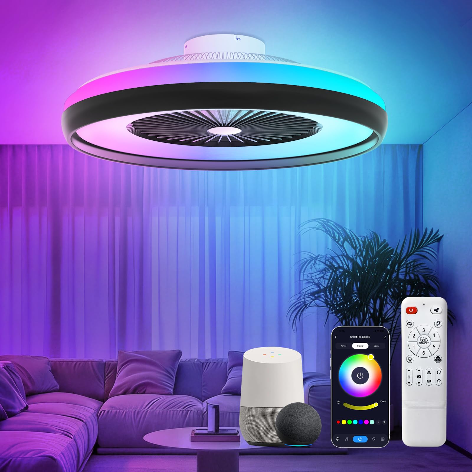 YULINKCO 24 RGB Ceiling Fan