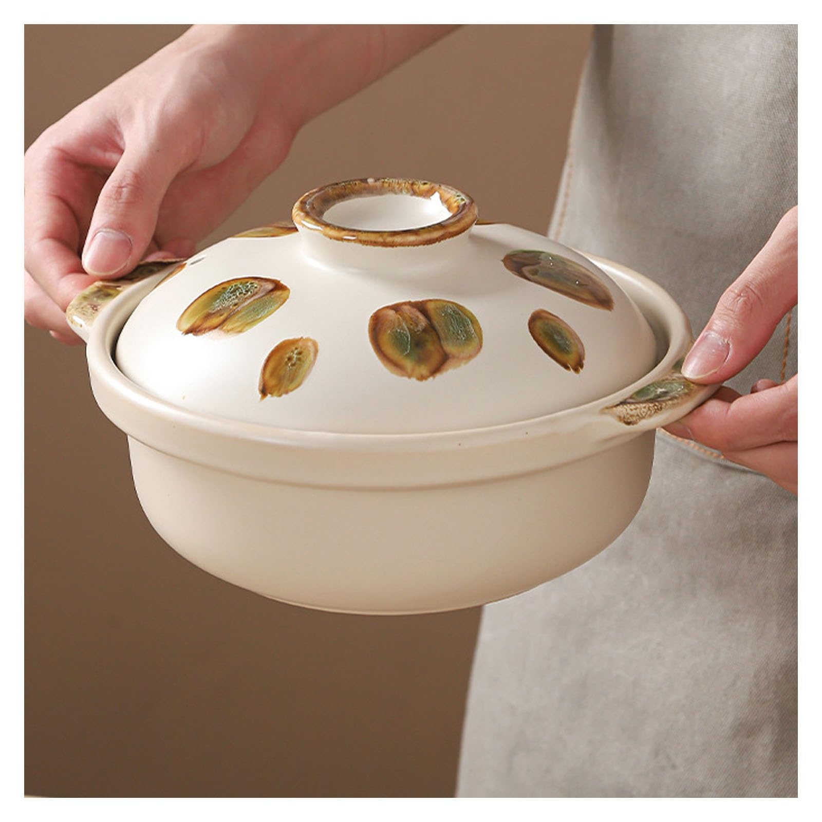 Cacerola de cerámica, resistente al calor, olla de arcilla japonesa, olla caliente aislada para el hogar y la cocina, ideal para cocinar lentamente y servir