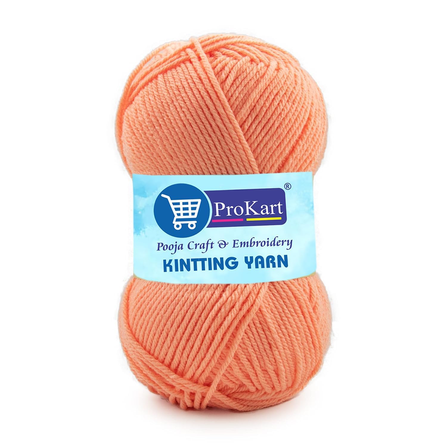 ProKart Premium Woolen 4 ply Hand Knitting Wool Yarn | Fine Weight Knitted and Crocheted Soft Yarn for Sweater, Scarf, Hat, Baby Clothes, Baby Sports, Purse, Gift Bags & DIY Craft Accessories Projects (1 Ball/100 Gram Each) (Peach, 100gms x 1 Pack)