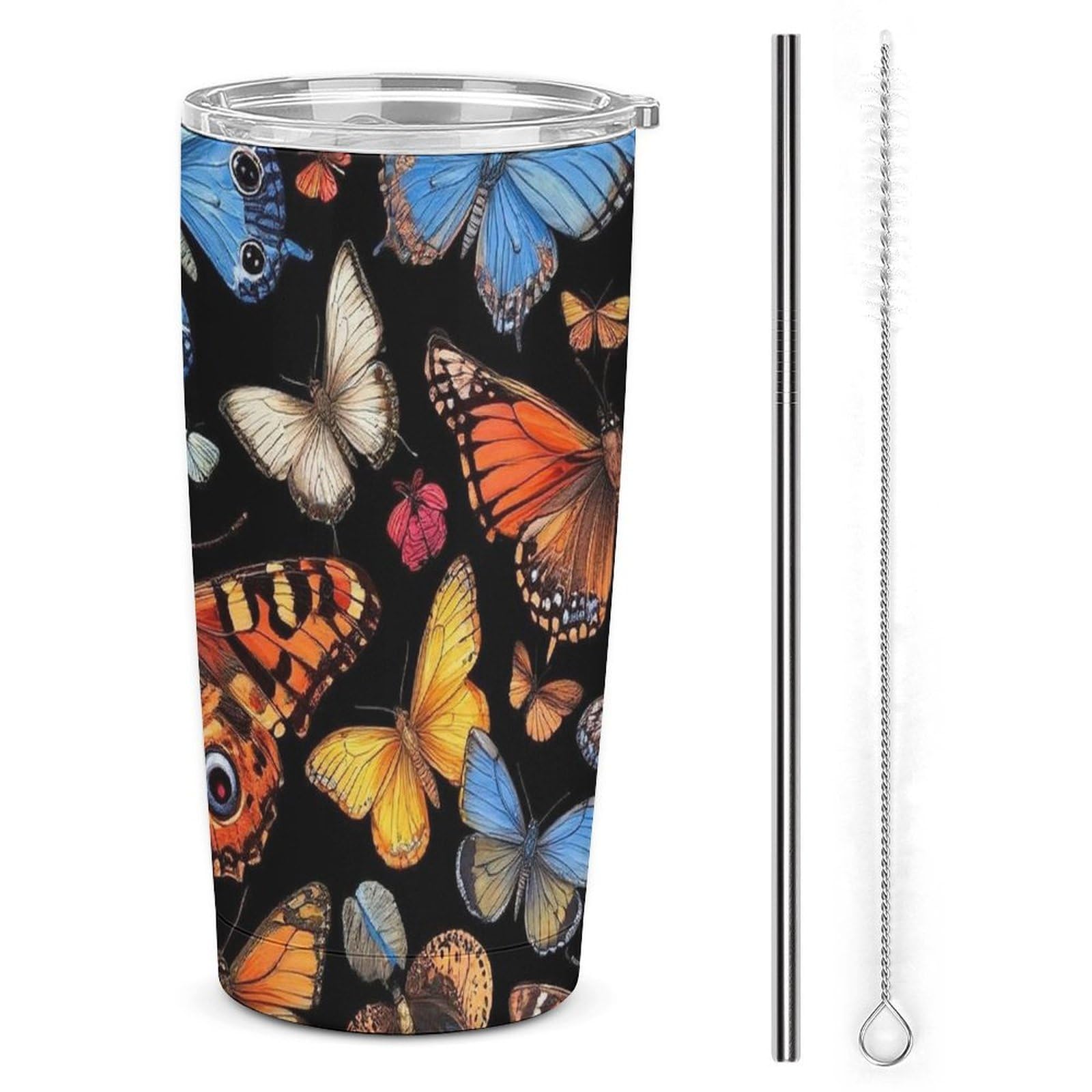 Tasse de voyage sous vide en acier inoxydable avec brosse pour couvercle