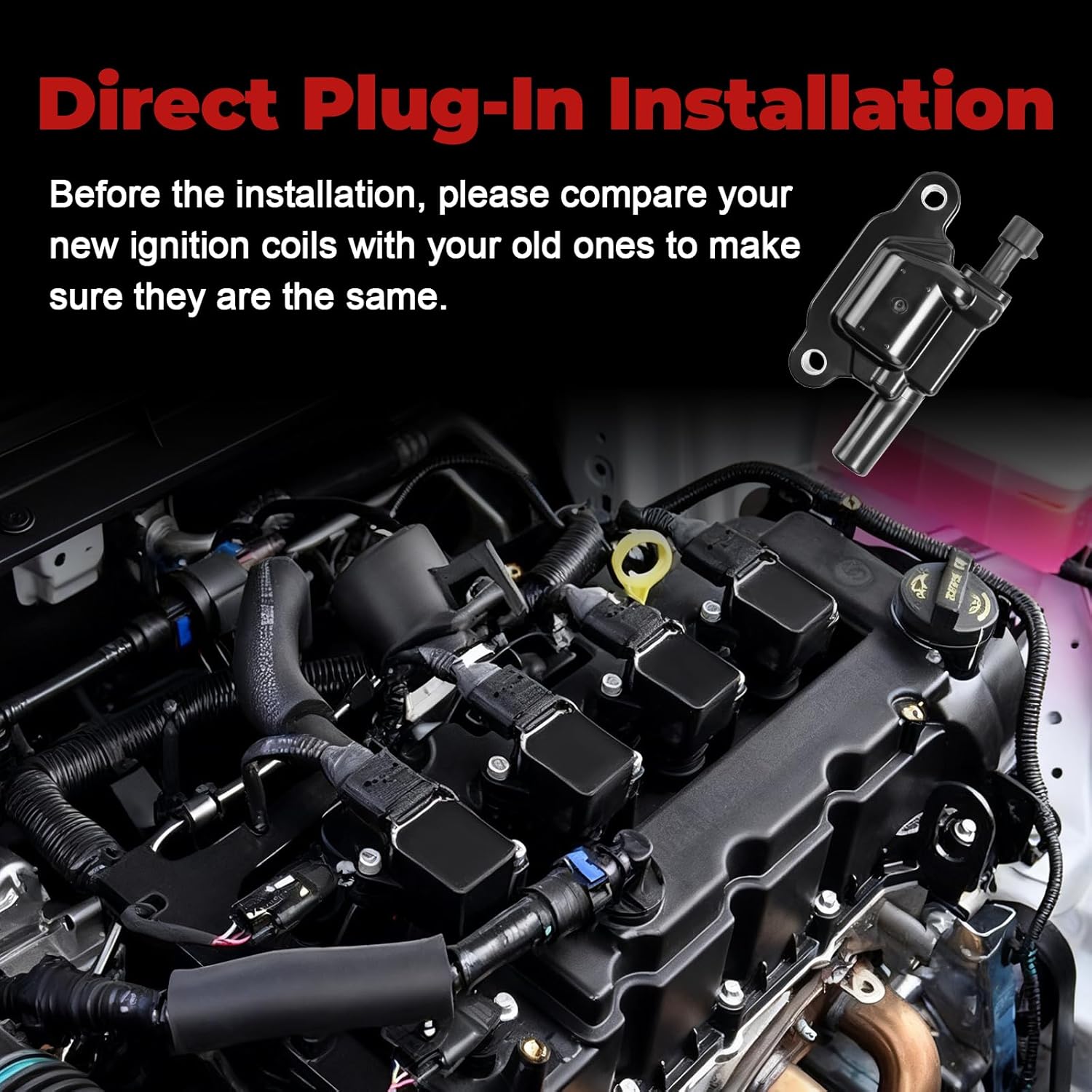 Square Ignition Coil Pack Compatible with Silverado Express Avalanche Tahoe Suburban Sierra Yukon Escalade 2007 2008 2009 2010 2011 2012 2013 5.3 V8 8Pcs Replace UF413 12611424