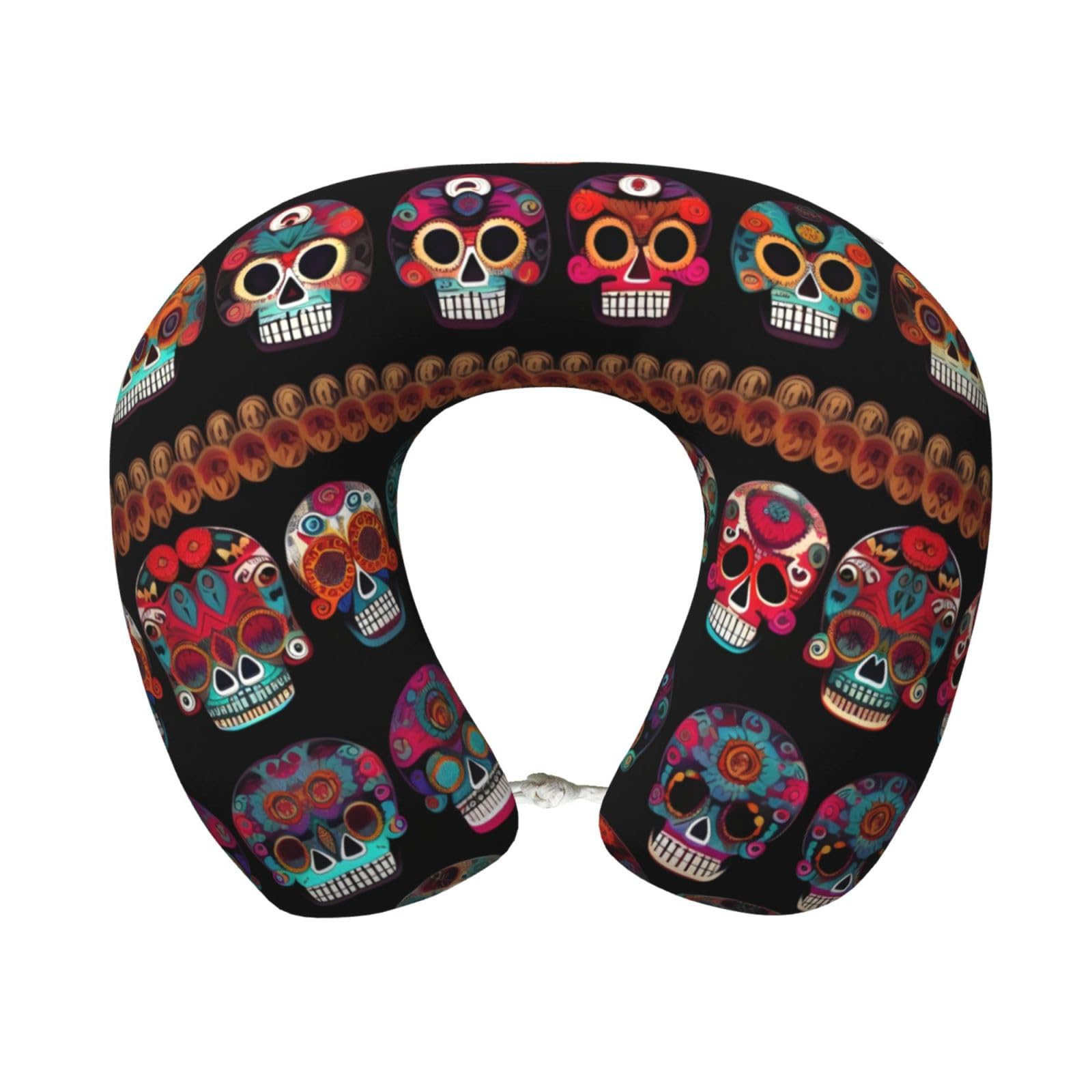 peiyeety Mexican Skull Print Print Custom U-Shaped Pillow,Memory Foam Cervical Neck Travel Pillow,for Home,Camping,Travelling