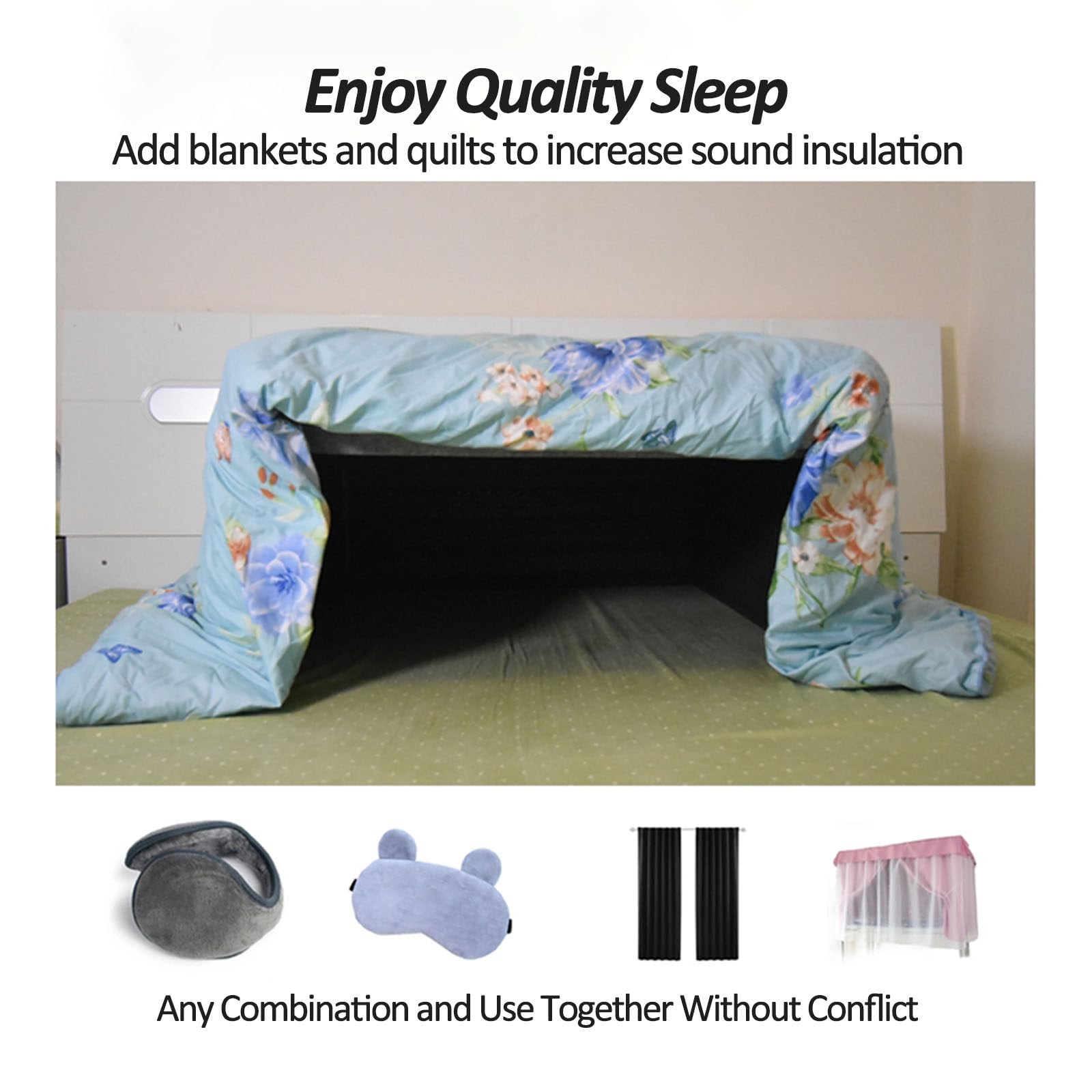 Almohada de cabina para dormir insonorizada, espacio de privacidad plegable, tienda de campaña silenciosa con altavoces dobles integrados para un sueño más profundo