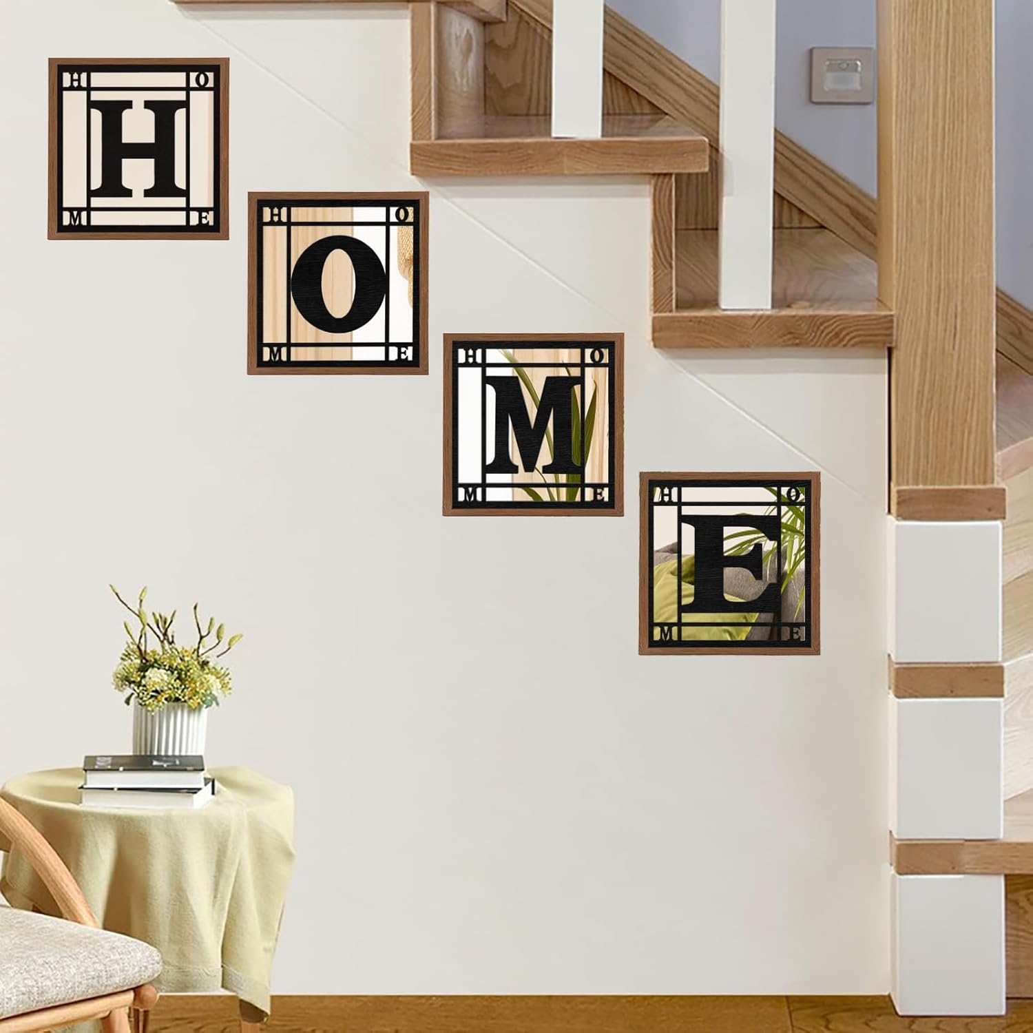 4 PCS Square Wall Mirrors, Rustic Farmhouse Accent Mirror， Home Wall Decor for Living Room, Bedroom, Bathroom & Entryway