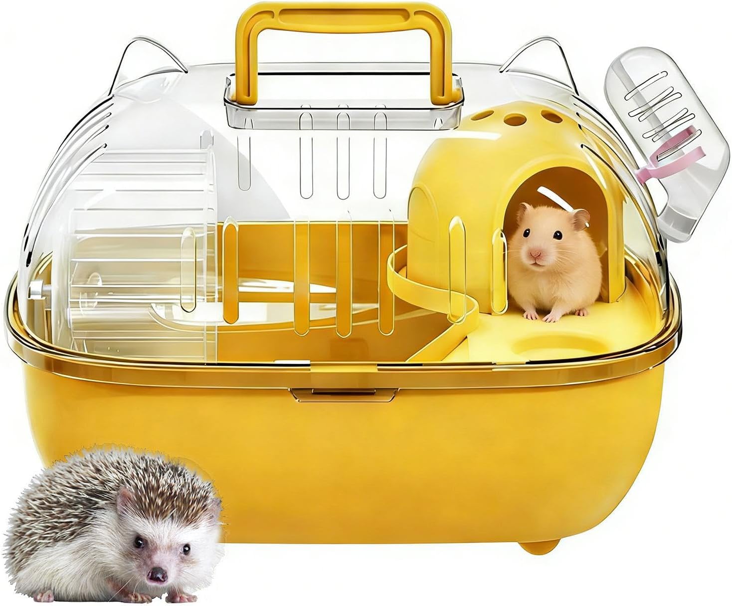 Travel Hamster Carrier, Small Transparent Outing Cage & Portable Pet Transport Box, Safe Secure Main Feature, Animal Travel Category with Usage for Rabbits Rodents Lizards Car Short Trip Picnic