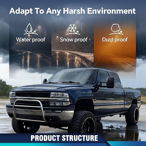 Miniatura 4 de PIT66 - Paquete de 4 faros delanteros cromados de repuesto para Chevy 99-02 Silverado 1500 250001-02 Silverado 1500HD 2500HD 350000-06 Tahoe