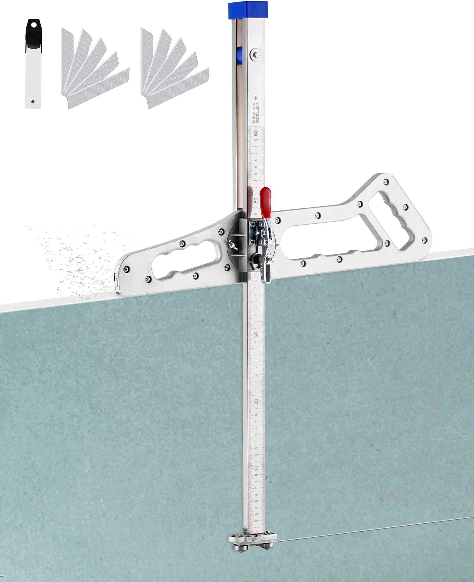 Drywall Cutting Tool, Foldable Drywall Cutter, Fit 7/16" - Plasterboard, Hand Push Gypsum Board Cutter, Plasterboard Cutter with 10pcs Spare Blades, Unit: Centimeter