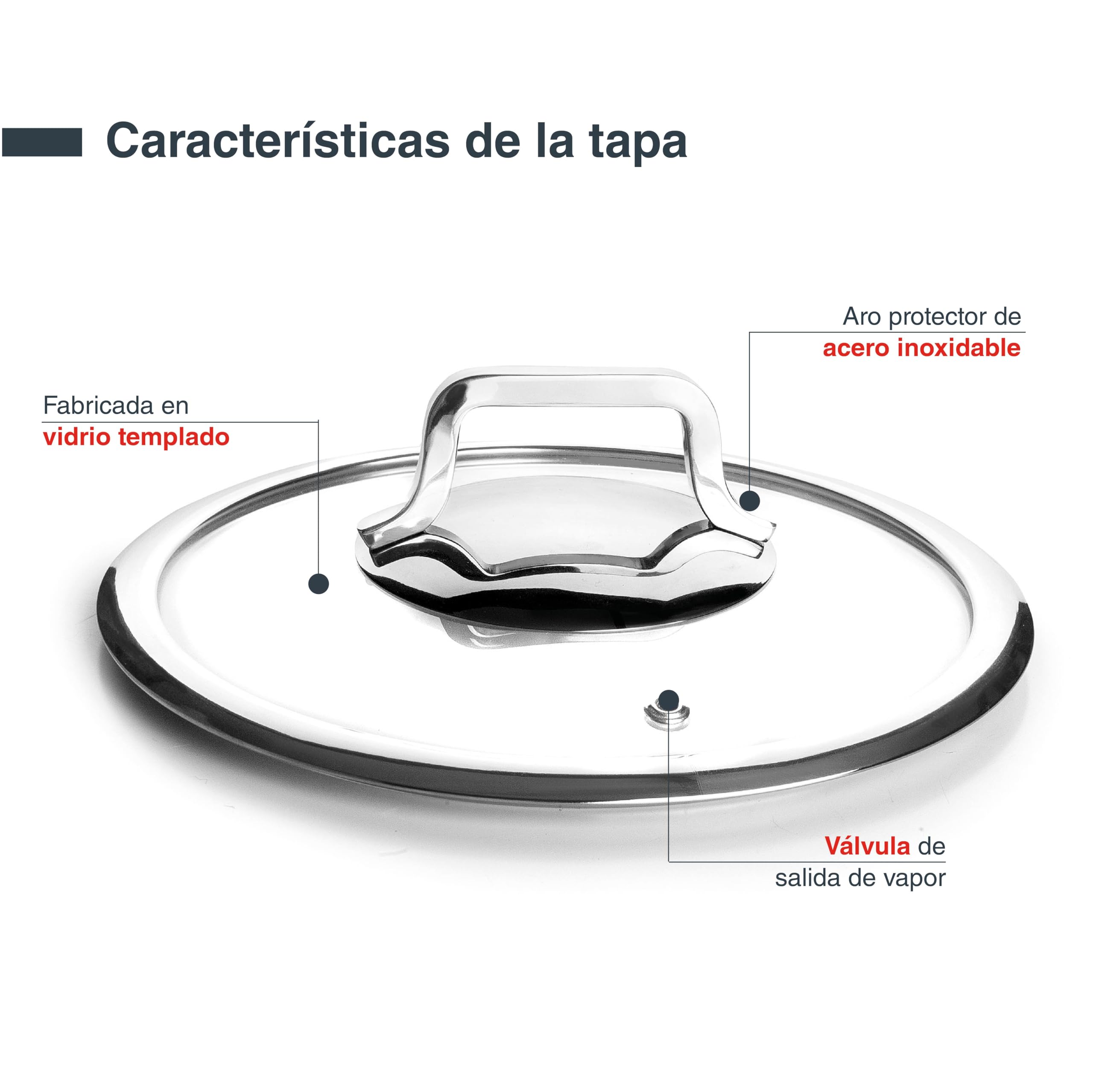 Lacor 15324 - Cacerola Buffet con tapa Red, Acero inoxidable 18/10