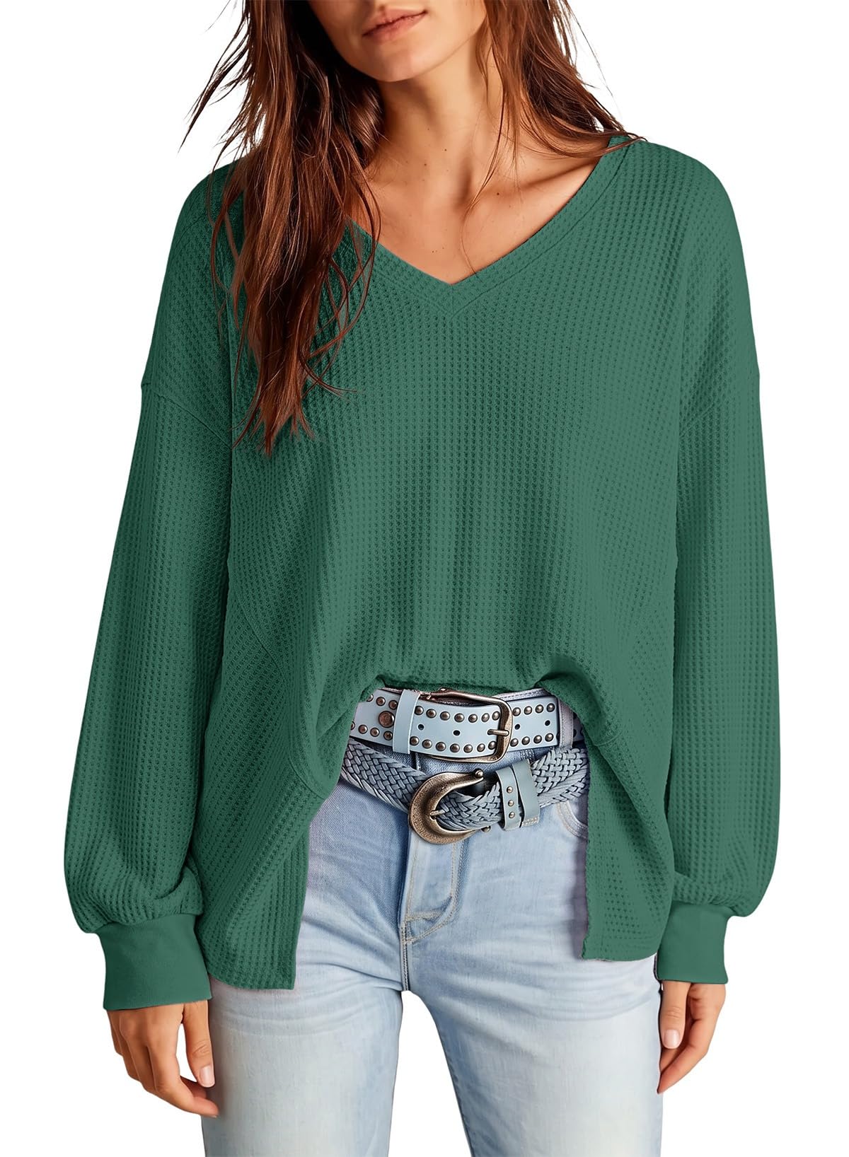Dokotoo Womens Waffle Knit Tops Trendy Fashion 2026 Oversized T Shirts