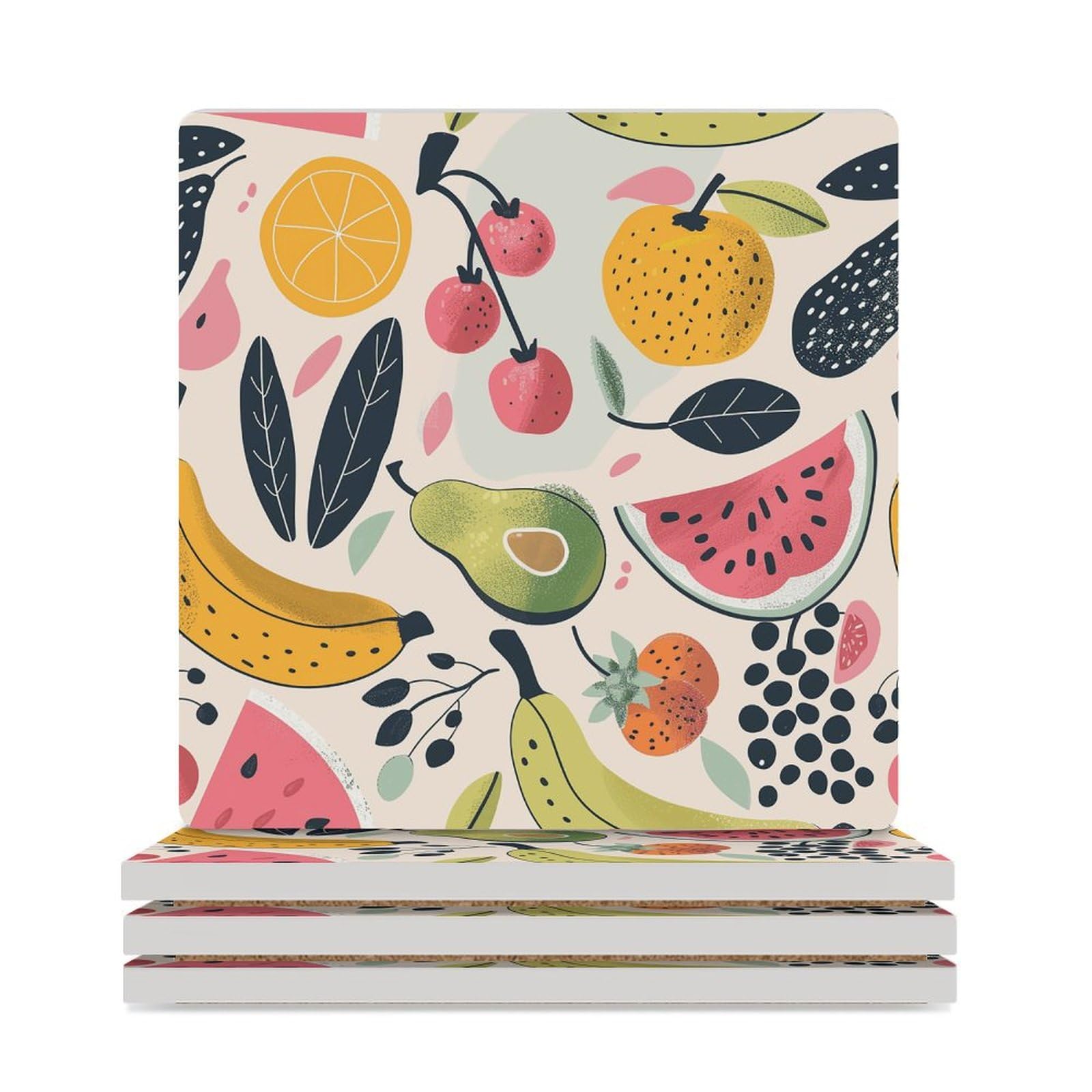 Dessous de verre réutilisables fruits pour table basse premium