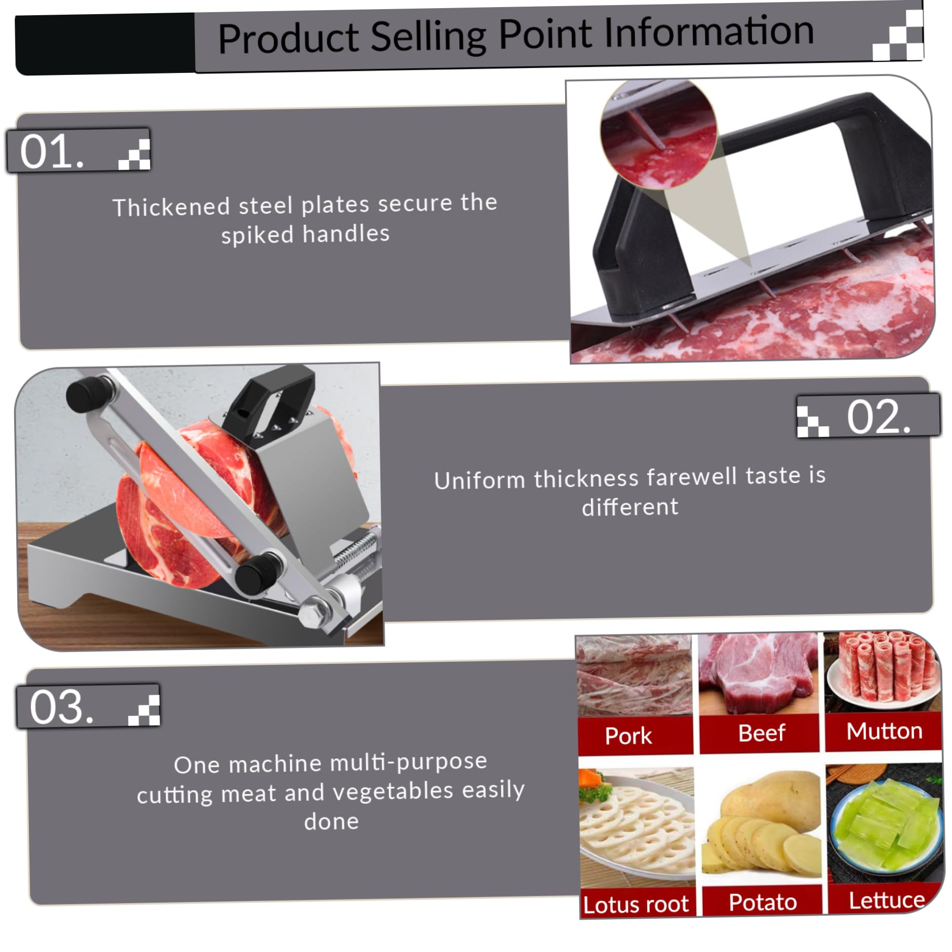 Affettatrice Manuale Regolabile, Affettatrice Multiuso Antiscivolo per Carne Congelata in Acciaio Inossidabile per Rotoli di Manzo e Montone Cucina Casalinga