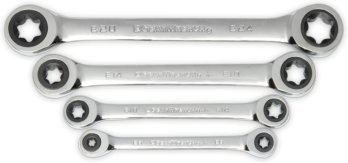 GEARWRENCH Juego de llaves E-Torx de trinquete de caja doble de 4 piezas | 9224D